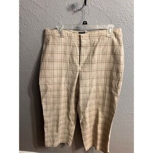 Ladies Dockers Stain Defender Beige Plaid Capri Size 14